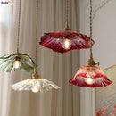 Helnys Nordic Copper Glass LED Pendant Light for Home Dining Hallway Balcony