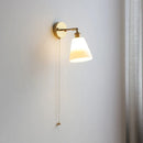 Helnys Modern Glass Wall Sconce with Pull Chain Switch - Nordic Style