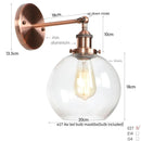 Helnys Globe LED Wall Sconce Rustic Industrial Mirror Light