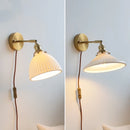 Helnys Ceramic LED Wall Sconce for Home Living Room Bedside Decor