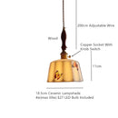 Helnys Retro White Ceramic Pendant Lamp with Wood Copper Finish