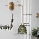 Helnys Amber Glass LED Wall Light with Pull Chain Switch