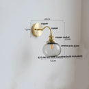 Helnys Green Class Ball LED Wall Light Fixture - Copper Socket Pull Chain Switch