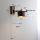 Helnys LED Wall Sconce Lamp Walnut Ash Wood with Pull Chain Switch