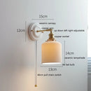 Helnys Modern LED Wall Lamp Ceramic Canopy Copper Arm Socket Indoor Light