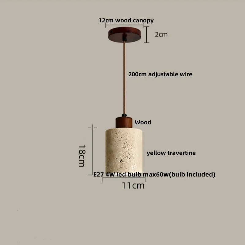 Helnys Yellow Travertine LED Pendant Light - Nordic Modern Adjustable Hanging Lamp