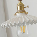 Helnys Ceramic Walnut Wood Pendant Light - White LED Hanging Lamp