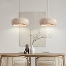 Helnys Yellow Travertine Round LED Pendant Lamp for Cafe Study Living Room