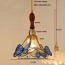 Helnys Red Butterfly LED Pendant Lamp Tiffany Glass Hanging Light
