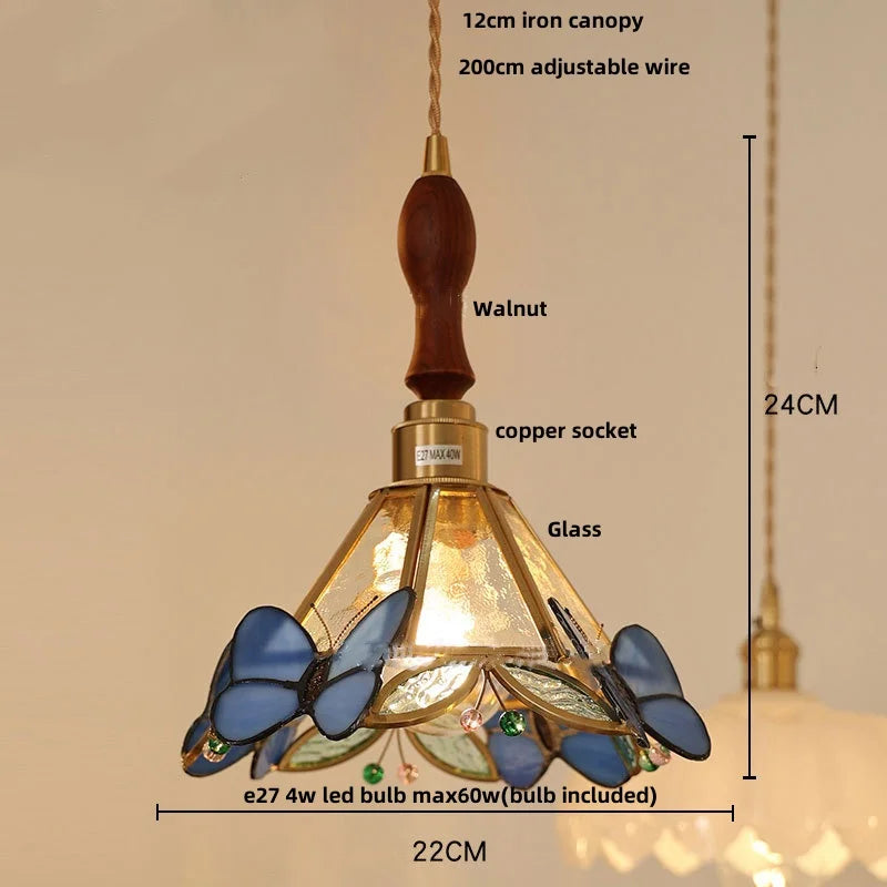 Helnys White Glass LED Pendant Light Fixture Nordic Modern Walnut Wood Hang Lamp