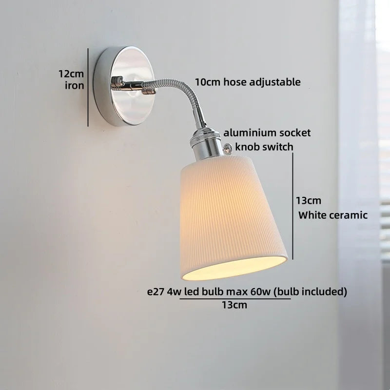 Helnys Nordic LED Wall Sconce, White Glass Lampshade, Bathroom Mirror Stair Light