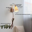 Helnys Nordic LED Wall Lights Pull Chain Switch Bedside Lamp - Rotatable Glass Copper Fixtures