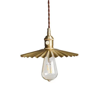 Helnys Nordic Copper LED Pendant Light with Knob Switch - Modern Hanging Lamp