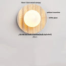 Helnys Glass Ball Wood Wall Lights with LED Rotation for Living Room