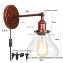 Helnys Industrial Iron LED Wall Lights with Pull Chain Switch
