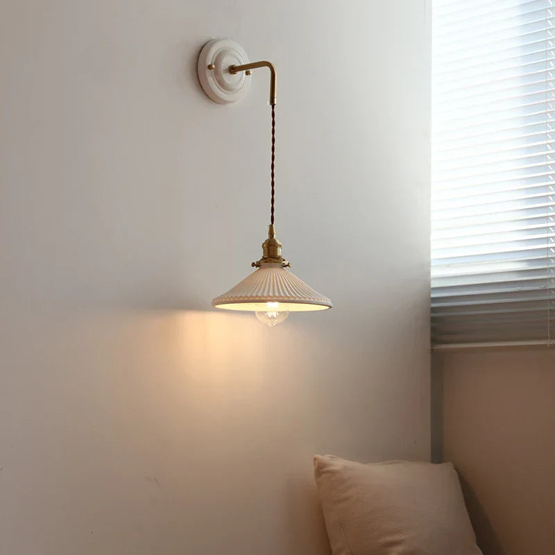 Helnys Ceramic LED Wall Sconce with Adjustable Copper Arm - Nordic Modern Style