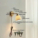 Helnys LED Wall Lamp Bedroom Gold Swing Arm Ceramic Light