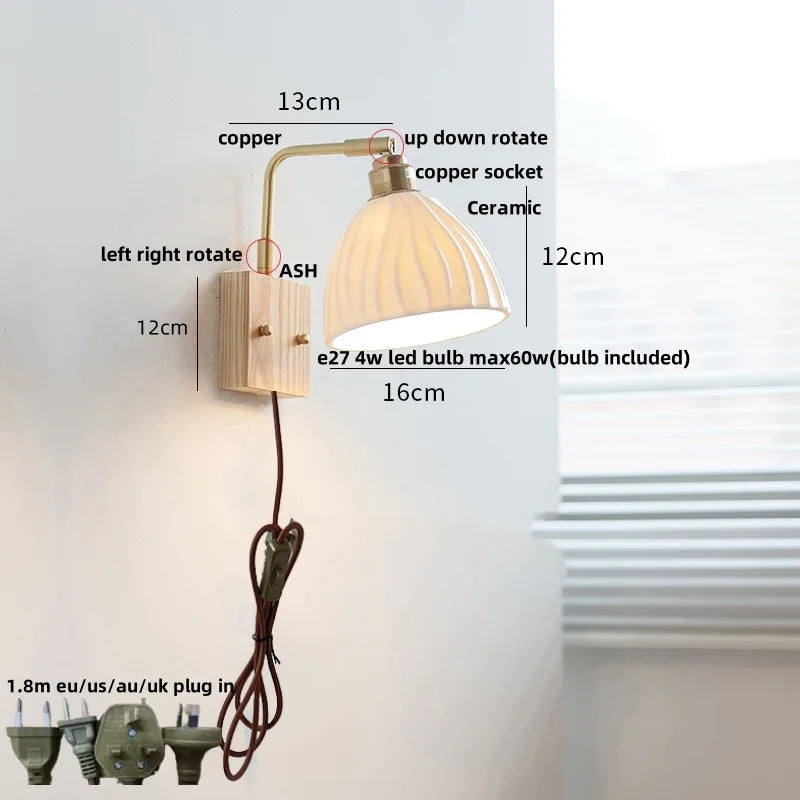 Helnys Modern LED Wall Sconce Rotatable White Ceramic Vanity Light