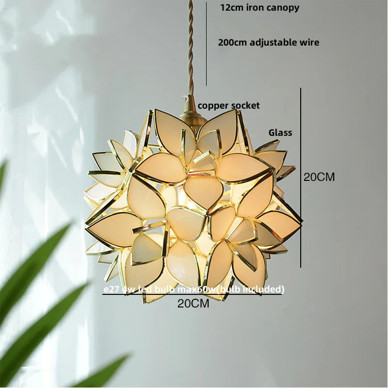 Helnys Luxury Glass Flower LED Pendant Lights - Modern Nordic Style