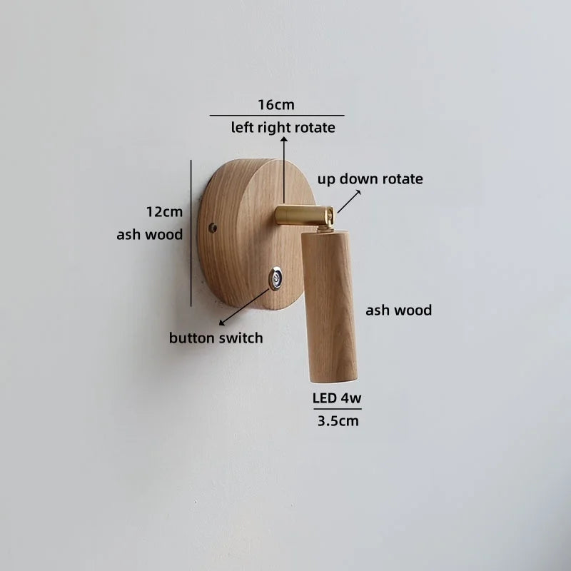 Helnys Wooden Up Down LED Wall Light with Pull Chain Switch