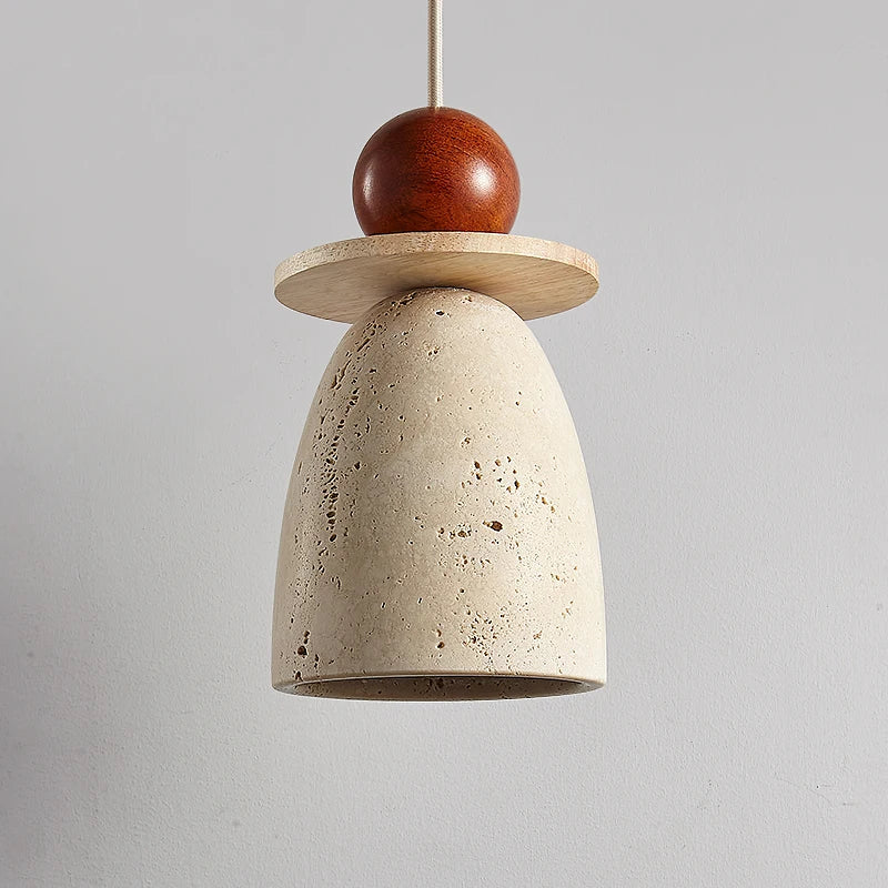 Helnys Yellow Travertine Pendant Lamp, Japanese Style Aisle Bedroom Light