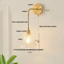Helnys Flower Glass LED Wall Lamp Sconce Pull Chain Switch Nordic Modern Glass Mirror Light