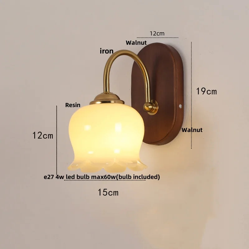 Helnys Nordic LED Wall Lights Copper Bedside Lamp Sconce