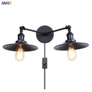 Helnys Industrial Vintage Iron Wall Lamps with 2 LED Heads