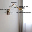 Helnys Copper LED Swing Arm Wall Sconce Walnut Finish, Pull Chain Switch Home Decor