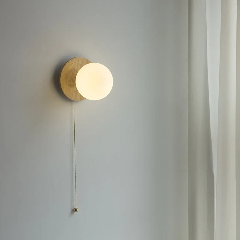 Helnys Glass Ball LED Wall Light Pull Chain Bedroom Cafe Bathroom Mirror Stair Lamp