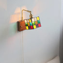 Helnys Square Glass LED Wall Lamp Gold Color Swing Arm Interior Lighting