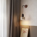 Helnys Wood Yellow Stone Shade LED Wall Light with Pull Chain Switch
