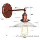 Helnys Vintage Industrial LED Wall Lamp Clear Glass Gold Bedside Light