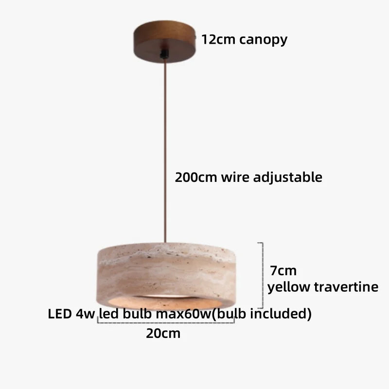 Helnys Yellow Travertine LED Pendant Light - Nordic Modern Hang Lamp
