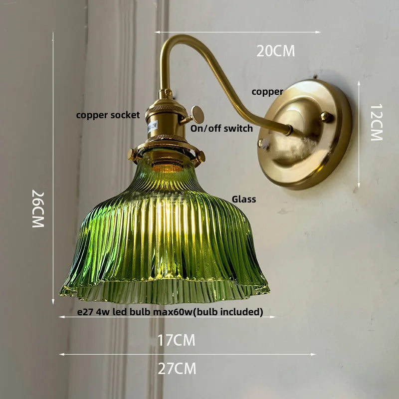 Helnys Amber Flower Glass Wall Sconce LED Light Fixture for Living Room and Bathroom