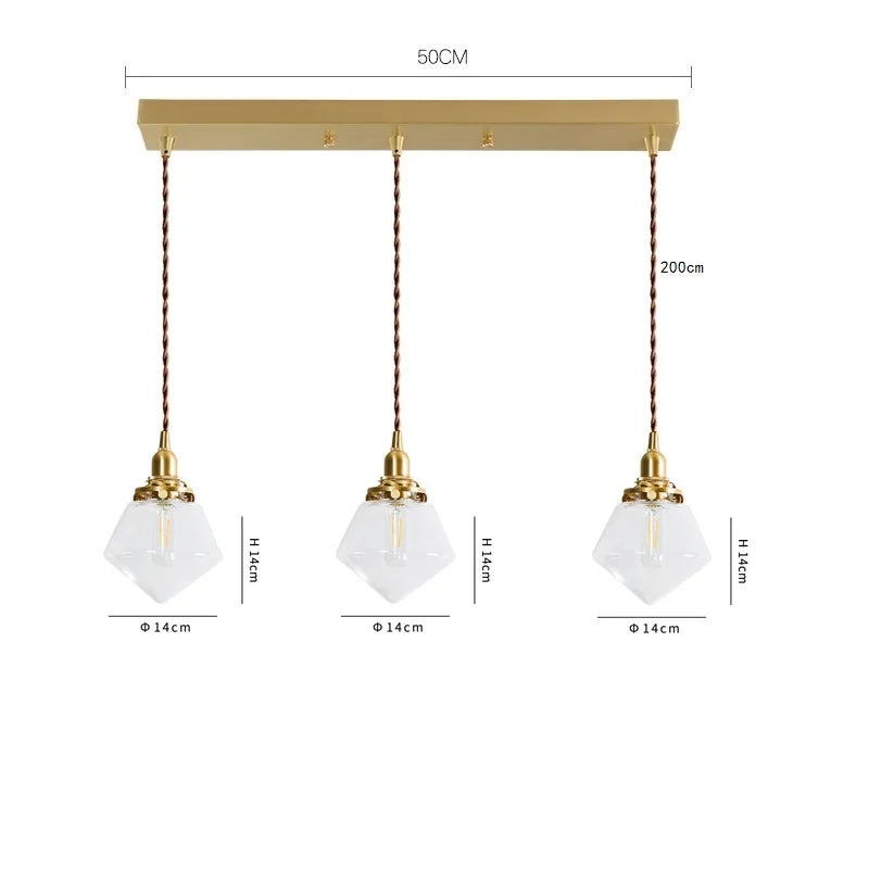 Helnys Clear Glass LED Pendant Light - Copper Nordic Modern Hanging Lamp