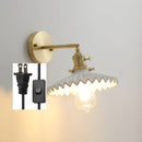 Helnys Ceramic LED Wall Lamp with Pull Chain for Bedroom Bathroom Mirror