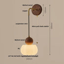 Helnys Amber LED Wall Lamp Walnut Wood Pull Chain Switch Applique Murale