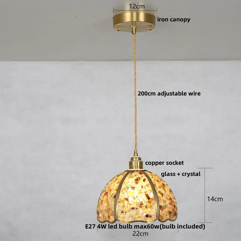 Helnys Luxury Crystal Glass Pendant Light Fixture for Kitchen Dining Bar - Colorful LED Lighting