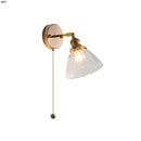 Helnys Rotatable Glass LED Wall Sconce Reading Lamp with Pull Chain Switch