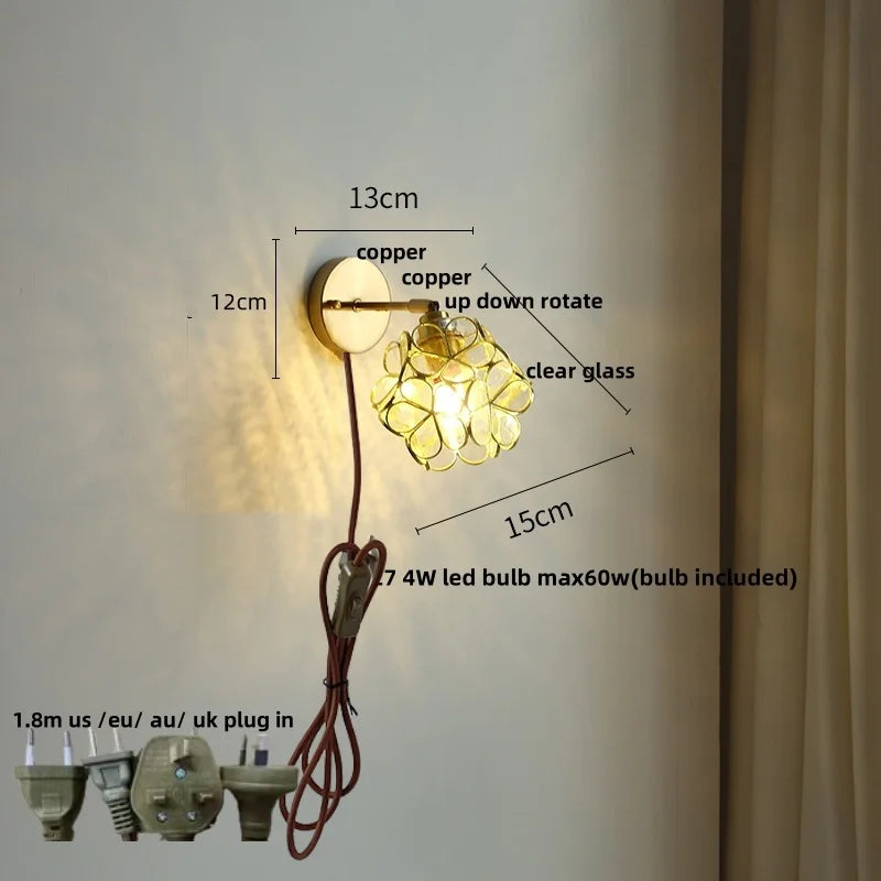 Helnys Copper Lampshade LED Wall Light - Modern Nordic Bedroom Balcony Up Down Lamp