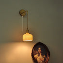Helnys Copper Ceramic LED Wall Light Fixture with Pull Chain Switch