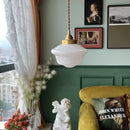 Helnys Nordic Glass LED Pendant Light - Milky White, Copper Socket, Indoor Decor