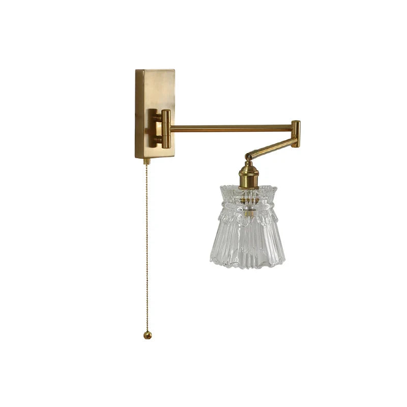 Helnys Glass LED Wall Sconce Adjustable Arm Bedroom Living Room Lamp