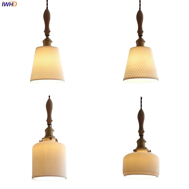 Helnys Ceramic LED Pendant Light Home Decor Hanglamp