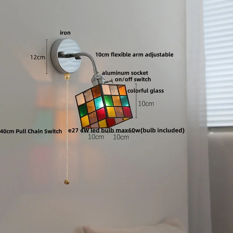 Helnys Colorful Glass Bedside Lamp Sconce | Flexible Arm LED Wall Lights | Modern Nordic Design