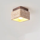 Helnys Yellow Travertine Wood Canopy LED Ceiling Light - Modern Nordic Design