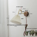 Helnys Walnut Base LED Wall Light with Pull Chain Switch and Rotating Copper Lampshade
