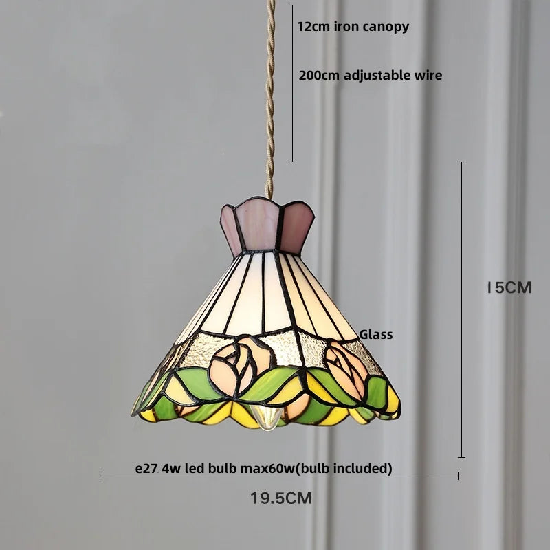 Helnys Tiffany Style Glass LED Pendant Lights for Dining Kitchen Restaurant