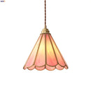 Helnys Glass Pendant Lamp Flower Pink Adjustable LED Hanging Lights